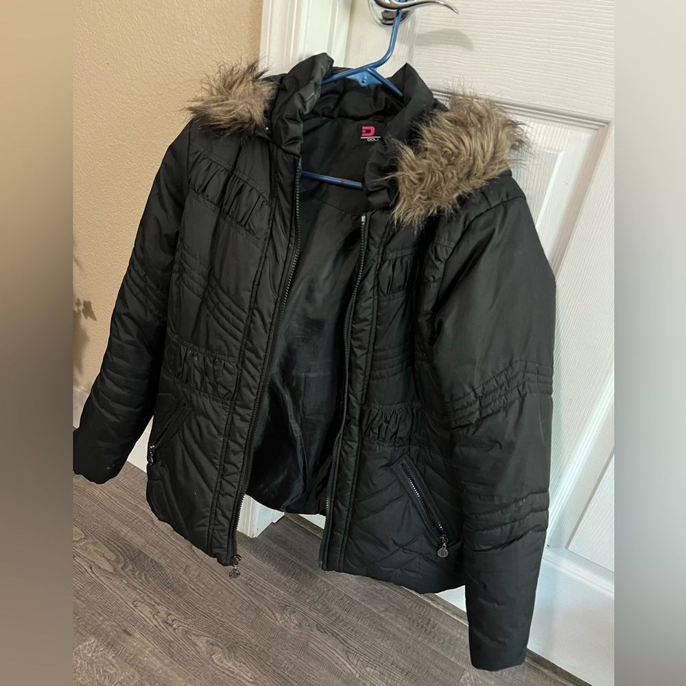 Dollhouse Women’s Black Jacket with Removable Hood Size Large